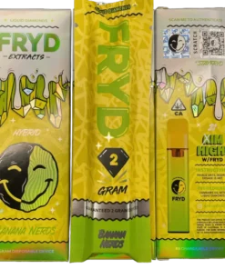 Banana Nerdz Fryd Liquid Diamonds vape with sweet banana candy flavor and premium extract profile