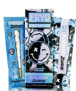 Blueberry Zlushie With Preroll Hybrid cannabis product packaging and blueberry flavor details