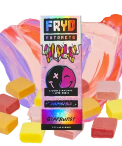 Pink Starburst Fryd Disposable 2g Sativa product packaging with sweet candy-inspired flavor branding