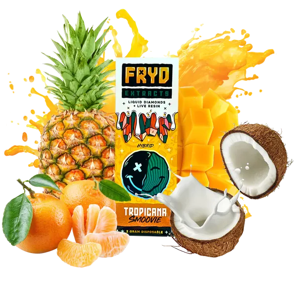 Tropicana Smoovie Fryd Disposable Hybrid product packaging with tropical fruit flavor branding
