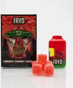 Fryd 3G Cosmic Cherry Kush Disposable Indica product packaging with cherry-inspired flavor branding