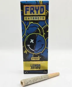 Fryd Extracts Lemon Heads Disposable with prerolls product packaging and lemon flavor details