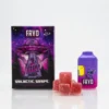 Fryd Galatic Grape Disposable With Gummies product packaging with grape-inspired branding