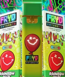Fryd Rainbow Belts Disposable product packaging with colorful mixed-fruit candy flavor details