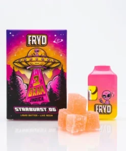Fryd Starburst OG Disposable 3G Indica product packaging with candy-inspired branding