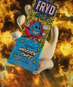 Fryd Unicorn Puke Disposable product packaging with colorful mixed-fruit candy flavor branding