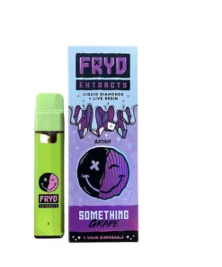 Fryd Extracts Something Grape Disposable Sativa product packaging with grape-inspired flavor labeling