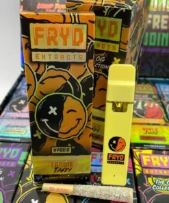 Tangie Taffy Fryd​ Disposable With Prerolls Hybrid product packaging with citrus candy flavor branding